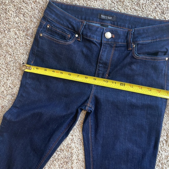 White House Black Market skinny flare four regular dark blue jeans - Picture 8 of 9